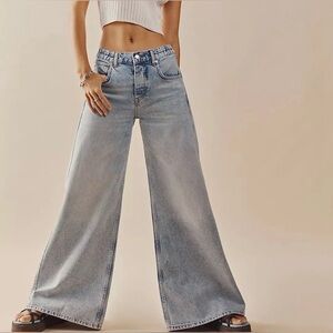 Free People We The Free Lovefool Wide Leg Jeans Custom Distressed Retro Denim